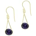 18k Gold Overlay Sterling Silver Oval Purple Cubic Zirconia East-West Drop Earrings