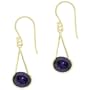 18k Gold Overlay Sterling Silver Oval Purple Cubic Zirconia East-West Drop Earrings