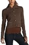 Kensie Women's Soft Geo Yarn Cropped Cardigan,Chocolate,Medium