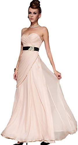 Himalaya Star Women's Sexy Strapless Light Pink Rhinestone Long Zuhair Murad Ddress for Prom Size L