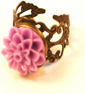 Lavendar Mist Vintage Style Filigree Brass Ring