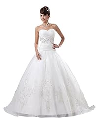 Sweetheart Organza Floor Length Dropped   Waistline Lace   Ball Gown  Dress