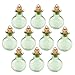 10 Pieces Mini Glass Bottle Cute Jars Vials with Cork Wish Bottle Glass Vial Pendant (Green Flat Round)