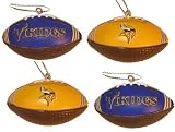 Minnesota Vikings NFL Football Set of 4 Football Shaped Christmas Ornaments