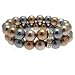 Acosta Jewellery - Hematite & Bronze Metallic Pearl & Clear Crystal - Costume Stretch Bracelet