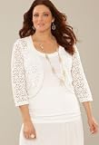 Avenue Plus Size Rounded Crochet Shrug