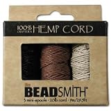 Natural Hemp Twine Bead Cord 1mm Three Color Variety 29.5 Feet Each