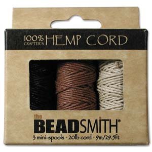 Natural Hemp Twine Bead Cord 1mm Three Color Variety 29.5 Feet Each