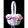 New elegant Pink Satin Bow OFF White Wedding Flower girl basket