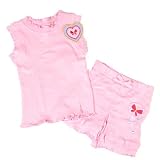 Precious Creations Pink Tank Short Set with Heart Applique, Available in Various Sizes