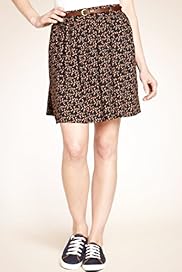 Indigo Collection Pleated Floral Skirt with Belt