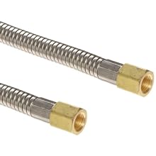 Unisource TSCZ PTFE Braided Pigtail Hose Assembly, Brass NPT Female x NPT Female Connection