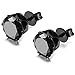 FIBO STEEL Stainless Steel Mens Womens Stud Earrings Black Round Cubic Zirconia Inlaid, 3mm-8mm Available