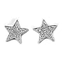 Sterling Silver Clear Cubic Zirconia Star Earrings, Size: 20mm