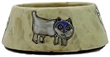 24 Oz. MARA COLLECTION Stoneware KITTEN CAT Pet FEEDING Or WATER Dish BOWL Abstract Kitties BROWN