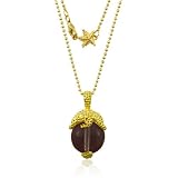 18K Gold over .925 Sterling Silver Starfish Claw Pendant with 16mm Round Smoky Quartz on 30 1.5mm Bead Chain