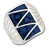 Sterling Silver Navy Blue Enameled Ring