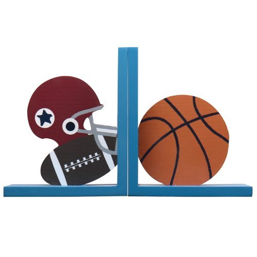 *Back-to-School Sale!* Adeco Set of 2 Decorative Child's Wood Bookends, Football and Basketball, Kid Bedroom, Bookshelf, Storybook *Back-to-School Sale!* Adeco Set of 2 Decorative Child's Wood Bookends, Football and Basketball, Kid Bedroom, Bookshelf, Storybook
