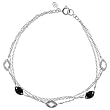 Sterling Silver Black + White Marquis CZ Triple Strand 7.5in Bracelet