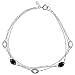 Sterling Silver Black + White Marquis CZ Triple Strand 7.5in Bracelet