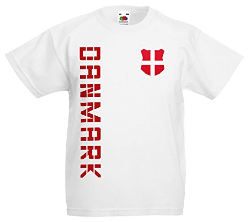 Dänemark Danmark Kinder EM 2016 T-Shirt Trikot Name Nummer (Weiß, 104)