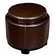 Round  Leather Storage Ottoman in Dark Brown Finish By Wholesale Interiors