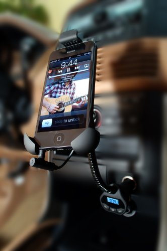 Wireless In-Car FM Transmitter with Charging, Car Mount Holder Charger For iPhone 5 and Hands-Free Calling for iPhone Wireless In-Car FM Transmitter with Charging, Car Mount Holder Charger For iPhone 5 and Hands-Free Calling for iPhone