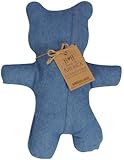 HuggleHounds Made in America Squeaky Dog Toy, Bear, Denim