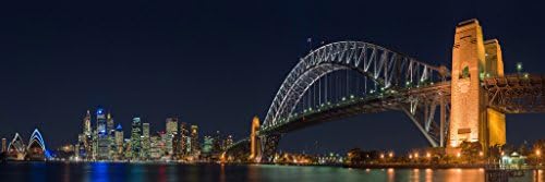 AT6020 Sydney Harbour Bridge Night Cityscape Panorama Poster Make Your Own Canvas 16x48 Inch