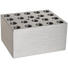 Benchmark Scientific BSW10 Aluminum Dry Bath Heating Block for Digital Dry Bath Incubator, 12 x 10mm Test Tubes Or 20 x 2.0mL Centrifuge Tubes Capacity