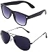 SHEOMY COMBO OF STYLISH BLACK AVIATOR AND BLACK BLUE WAYFARER SUNGLASSES WITH 2 BOX RS.329.00