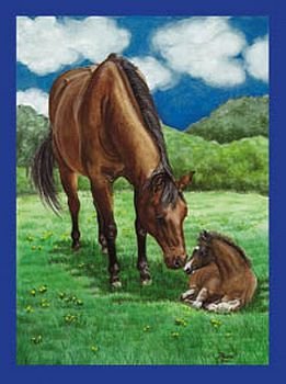 Horse & Foal Garden Flag Mommy and Baby in Field