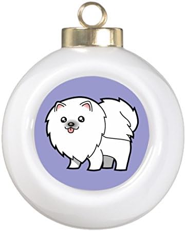 Xmas Trees Decorated Cartoon Pomeranian white Christmas Vacation Ball Ornaments Spitz