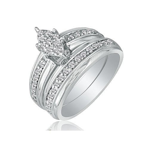 .45ct Marquise and Round Diamond Bridal Set in 10k White Gold (SI2-I1 and I-J)