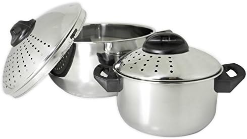 Stainless Steel Pasta Pots with Locking Lid Set of 2