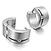 Men's Stainless Steel Stud Hoop huggie Earrings CZ Silver Charm Elegant