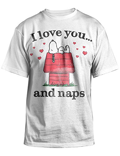 Peanuts Snoopy I Love You and Naps Adult White T-shirt