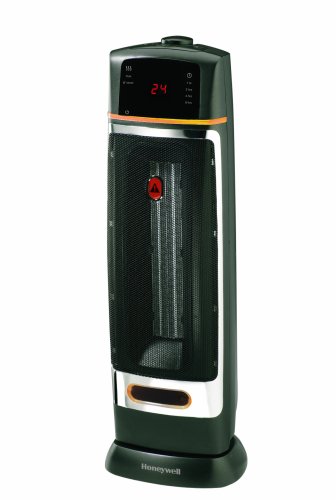 Honeywell HZ-385E Oscillating Ceramic Tower Fan Heater, 1.8kW (Black/Silver)