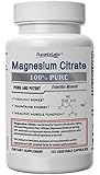 #1 Magnesium Citrate - No Magnesium Stearate - 160mg Elemental Magnesium, 120 Vegetable Caps - Made In USA, 100% Money Back Guarantee