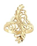 Leaf Ring Design Band 14k Yellow Gold Fashion Anniversary 1.00 inch