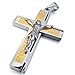 INBLUE Men's Stainless Steel Pendant Necklace Silver Gold Tone Jesus Christ Crucifix Cross Bible Lords Prayer -with 23 Inch Chain