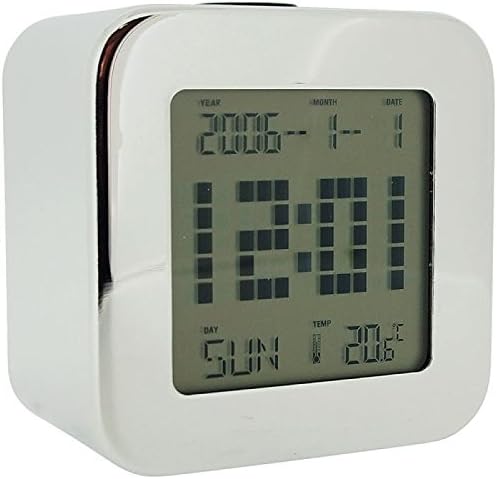 W M Widdop Unisex Silver Chrome Digital Alarm Clock+ Tempreature Day & Date 5337