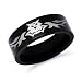 Stainless Steel Ring with Black Plated Tribal Wolf Design, 10