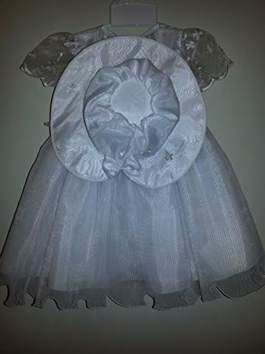 RM Fashion Baby Christening Embroidered Top with Organza Skirt and Matching Hat (18m)