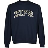 NCAA Akron Zips Navy Blue Arch Applique Crew Neck Fleece Sweatshirt