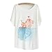 DQdq Women's Summer Loose Short Sleeve Print T-shirt Top White