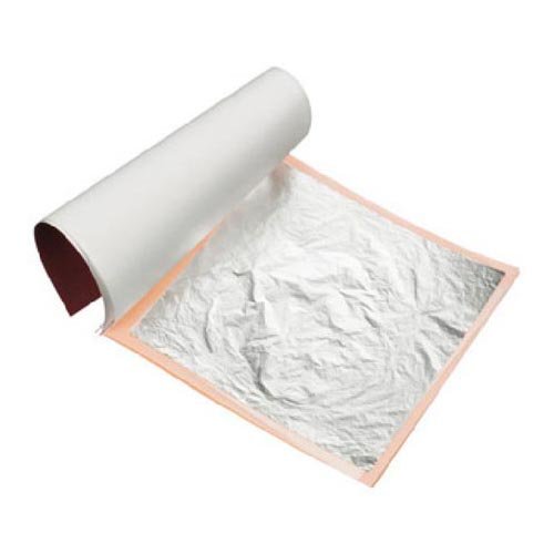 Edible silver leaf. pack of 25 3-3/8" square sheets