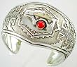 Sterling Silver, 14kt. Gold and Coral Bear Bracelet by Jefferson Brown, #10879