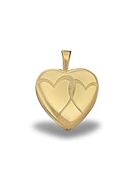 14K Gold Filled Yellow "Interlocking Hearts" Heart Locket 2/3 inch x 2/3 inch