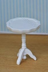 Dollhouse Miniature White Piecrust Side Table
